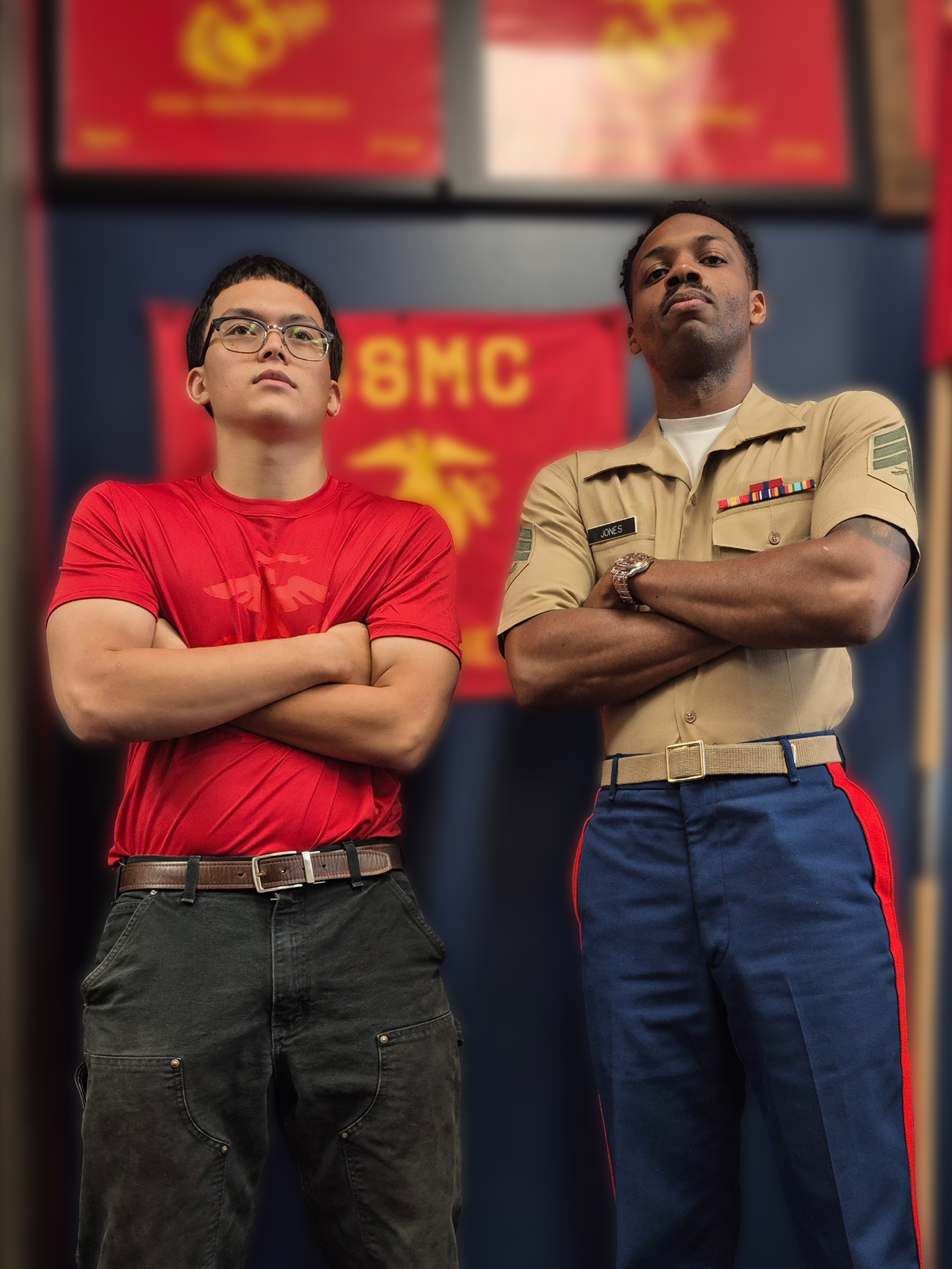 Michael G. Busby Jr.'s son at a Marine Corps recruiting office