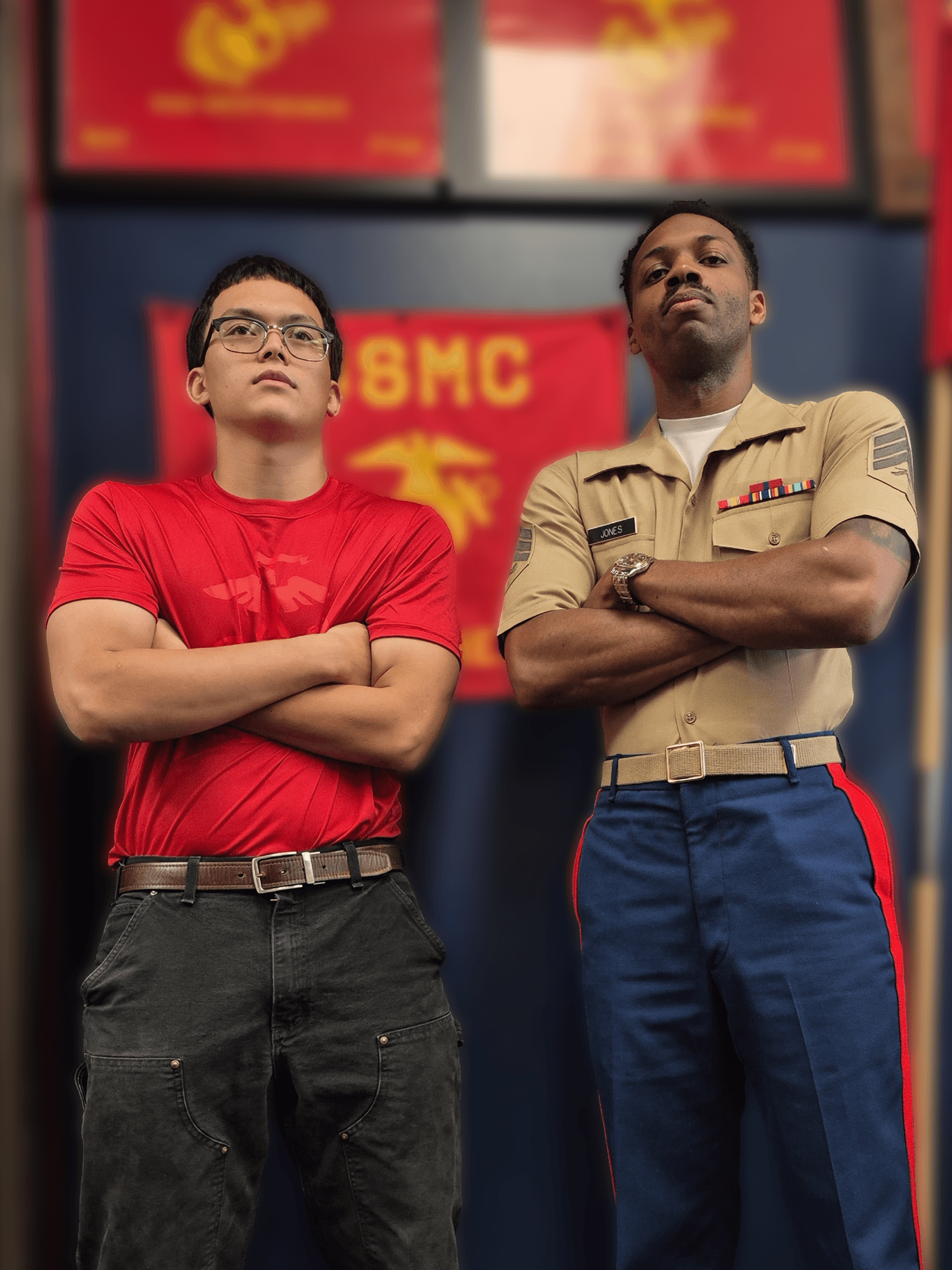 Michael G. Busby Jr.'s son at a Marine Corps recruiting office